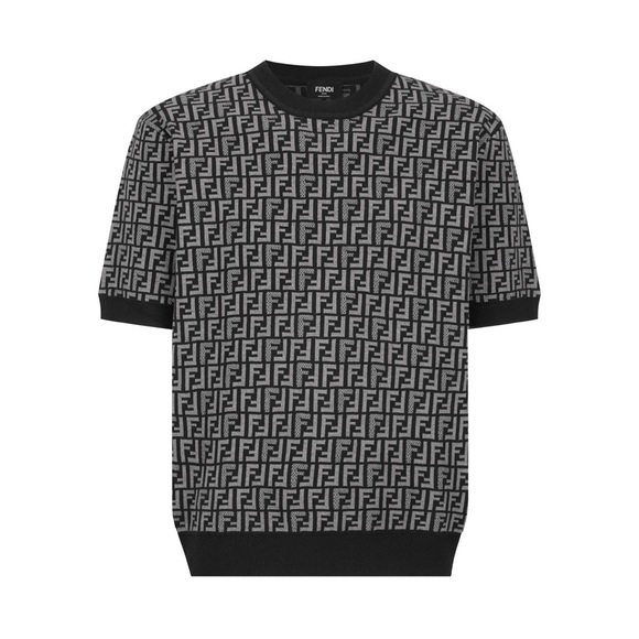 Fendi Men's Monogram Black and Gray Crewneck Sweater